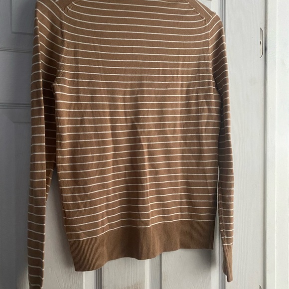 Gap Striped Button Up Sweater, Tan & White, Size S - Picture 4 of 4